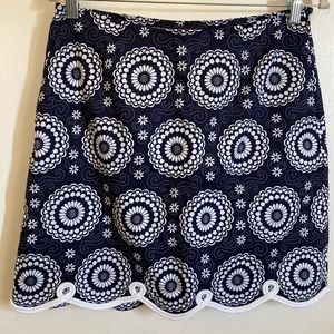 *Golftini Navy Blue & White Circular Floral Print Jump Rope Golf Skorts#Gy